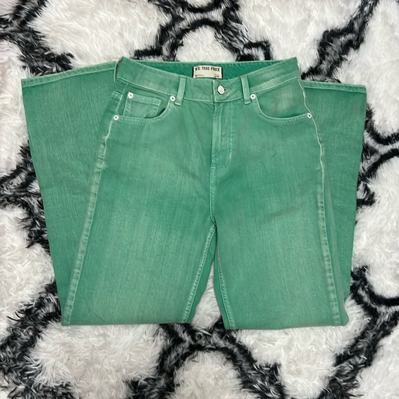 Free People Denim - Free People The Pacifica High Rise Slim Straight Leg Kelly Green Jeans